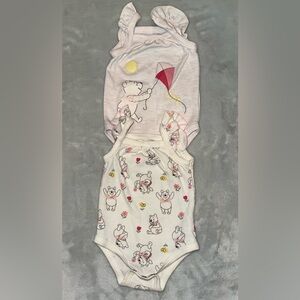 Winnie the Pooh Bundle of 2 Infant Girls Onesies 0-3 mo Tank Top Ruffles